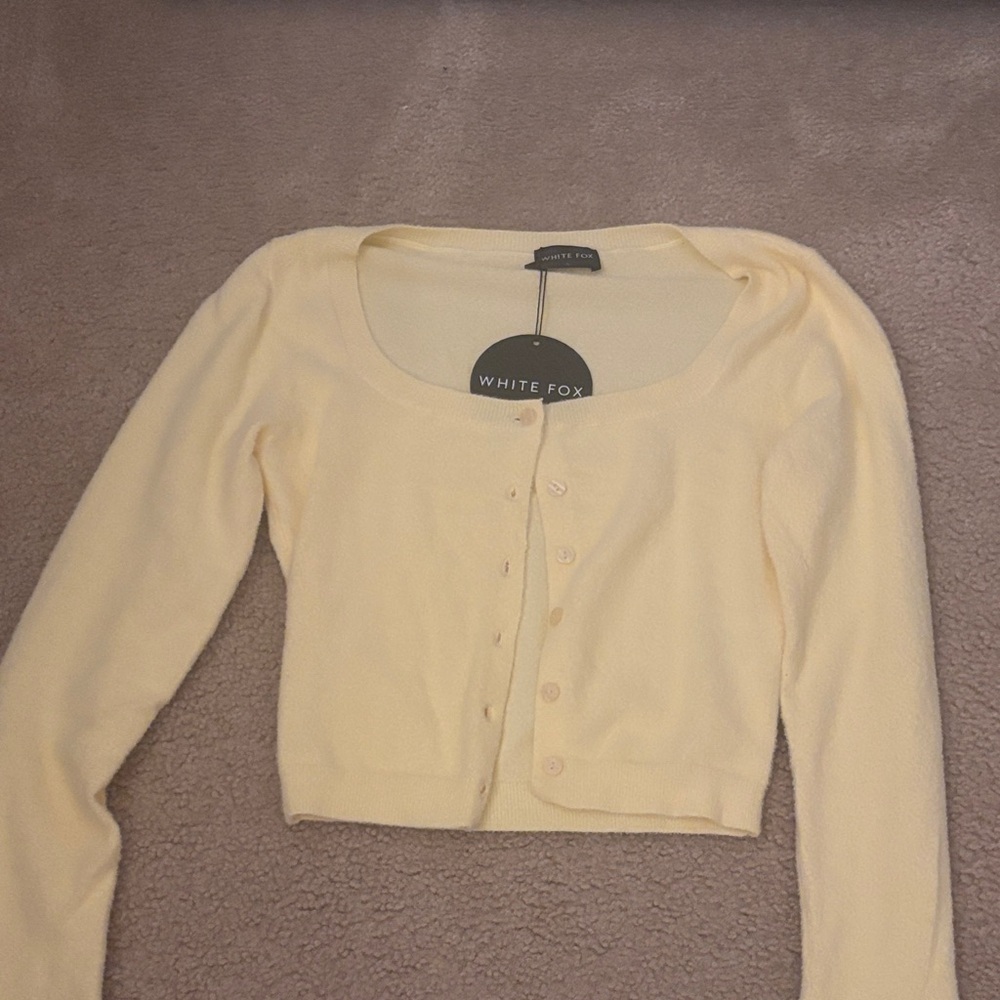 White Fox Boutique Light Yellow Cardigan